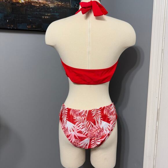 Women’s Random Tropical Print Tie Back Halter Bikini, XL - Picture 2 of 5